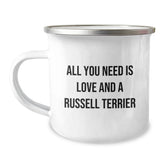 Funny Russell Terrier Dog Gifts from Friends for Birthday Unique Camping Mugs - All You Need Is Love And A Russell Terrier - Image 1